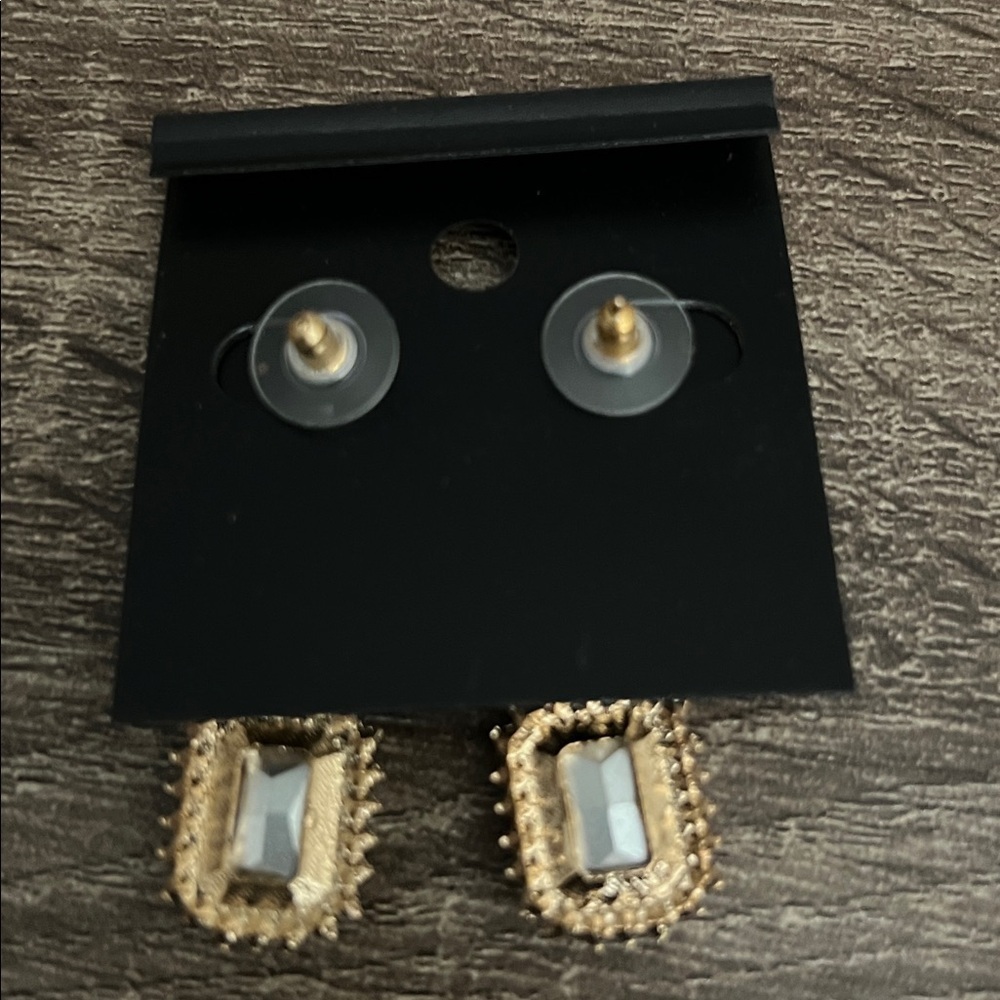 Saks Fifth Avenue Gold and Silver Crystal Drop Earrings - Picture 5 of 5